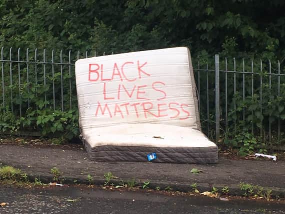 Black Lives Matter graffiti, Edinburgh. Picture: Janet Christie