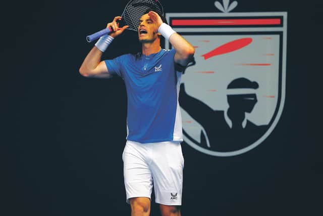 Andy Murray shows his frustration during the 1-6, 6-3, 10-8 defeat by Dan Evans.  Photograph: Clive Brunskill/Getty Images