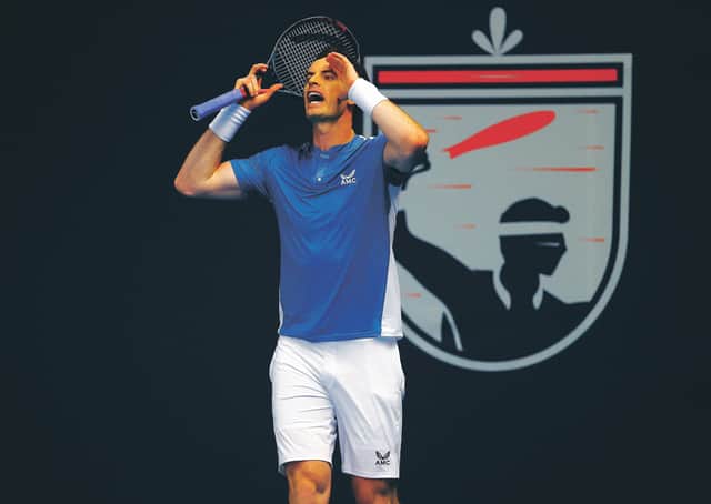 Andy Murray shows his frustration during the 1-6, 6-3, 10-8 defeat by Dan Evans. Photograph: Clive Brunskill/Getty Images
