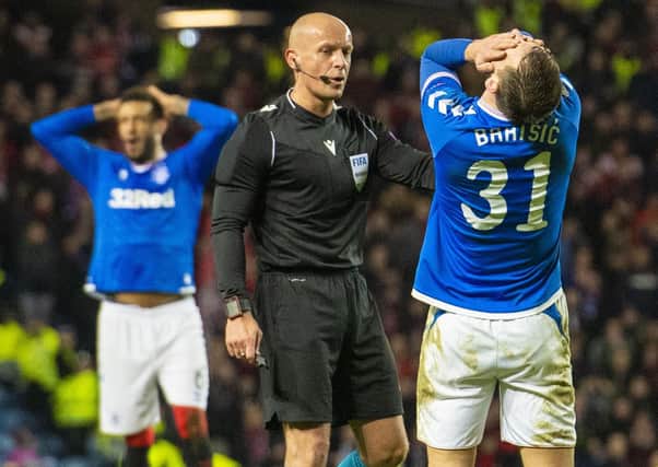 Rangers' Borna Barisic shows his frustration during Rangers' first-leg defeat by Bayer Leverkusen. Picture: Alan Harvey/SNS