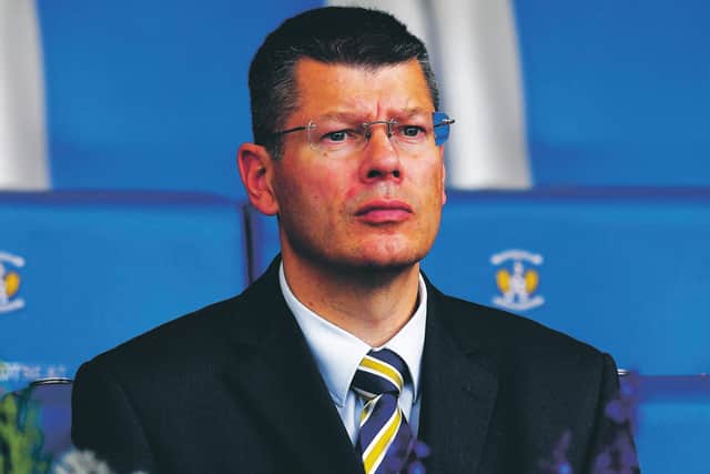 04/08/19 LADBROKES PREMIERSHIP
KILMARNOCK v RANGERS
RUGBY PARK - KILMARNOCK
SPFL Chief Executive Neil Doncaster in the stands