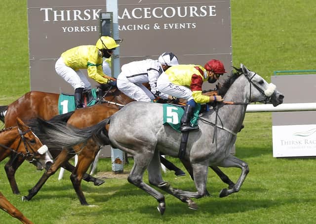 Kevin Ryan’s Moonlighting wins on her handicap debut at Thirsk. Steve Davies/Pool via Getty