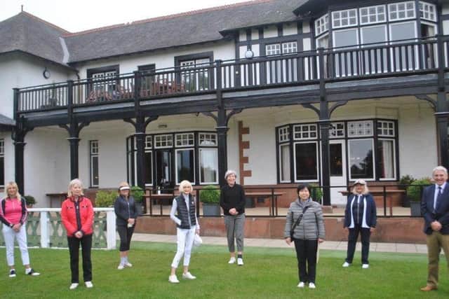 Seven of the new lady members at Royal Burgess Golfing Society were welcomed at the Barnton club today by captain Bill Mattocks. Picture: Royal Burgess GS