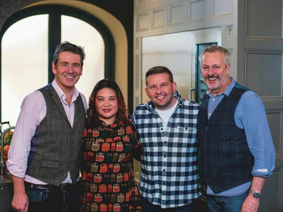In the first episode of The Great Food Guys, filmed before lockdown, Dougie Vipond and Nick Nairn are joined in the kitchen by Edinburgh chef Kaori Simpson of  Harajuku Kitchen and The A Word actor Greg McHugh. Picture: BBC Studios