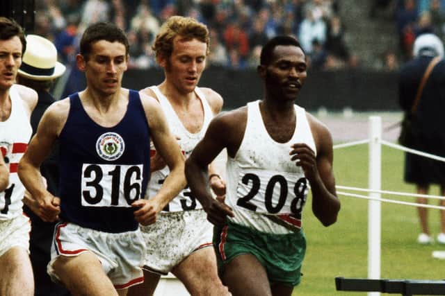 In his dark blue Scottish vest, Ian Stewart competes in the 5,000m at the 1970 Commonwealth Games. Picture: Don Morley/Getty Images