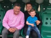 Neil Fenwick with his dad Ross, who won his fight with the Covid-19 virus, and young son Louie
