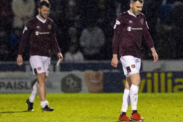 Hearts’ last match: a 1-0 loss at St Mirren in March which left them rooted to the foot of the Premiership. Picture: Craig Williamson/SNS