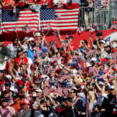 Fans hit fever pitch on the first tee at Hazeltine in 2016.