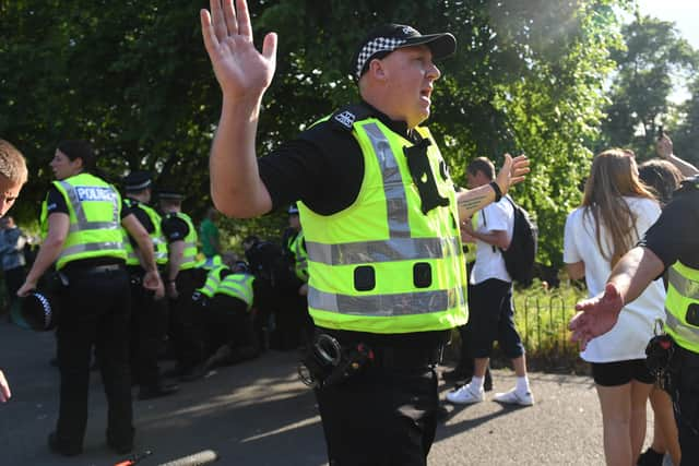 Police Scotland officers in attendance as big crowds gather at Kelvingrove Park in Glasgow