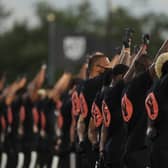 Players take part in a Black Lives Matter ceremony before the MLS match between Orlando City and Inter Miami  in Reunion, Florida. Picture: Mike Ehrmann/Getty Images