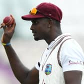 West Indies captain Jason Holder leaves the field after taking six wickets against England. Picture: Stu Forster/Getty