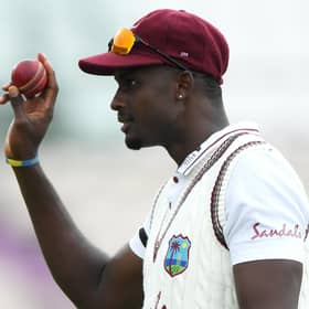 West Indies captain Jason Holder leaves the field after taking six wickets against England. Picture: Stu Forster/Getty