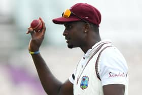 West Indies captain Jason Holder leaves the field after taking six wickets against England. Picture: Stu Forster/Getty