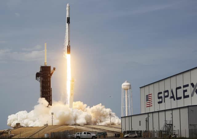 The SpaceX Falcon 9 rocket with the manned Crew Dragon spacecraft takes off from Cape Canaveral, Florida (Picture: Joe Raedle/Getty Images)