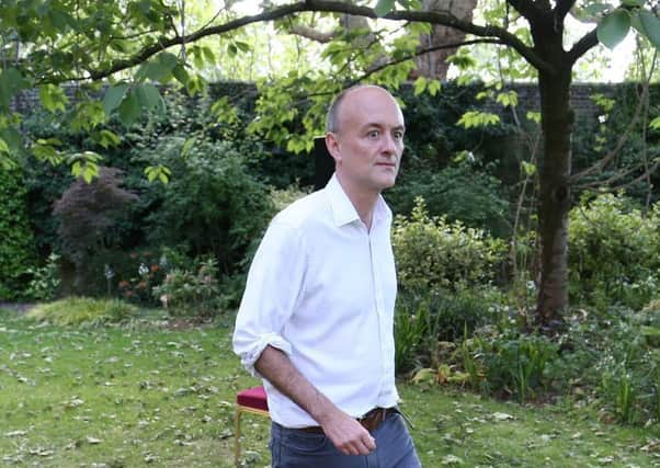 Dominic Cummings leaves after making his statement in Downing Street about his lockdown trip to his parents' farm in County Durham