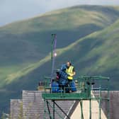 A television camera overlooks Alloa’s Indodrill Stadium. Iain McMenemy believes Scottish clubs could introduce cheap automated camera systems to reduce the cost of broadcasting games. Picture: SNS