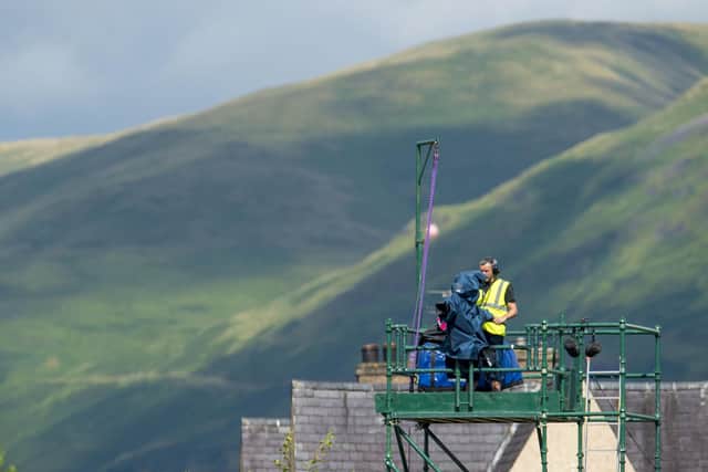 A television camera overlooks Alloa’s Indodrill Stadium. Iain McMenemy believes Scottish clubs could introduce cheap automated camera systems to reduce the cost of broadcasting games. Picture: SNS