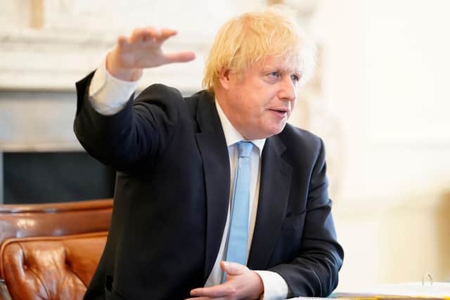 Britain's Prime Minister Boris Johnson answering questions from a Parliamentary Liaison Committee. Picture: Andrew Parsons/10 Downing Street/AFP via Getty Images