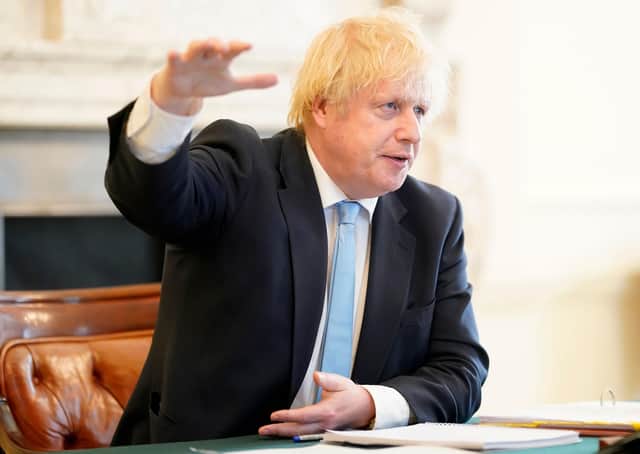 Britain's Prime Minister Boris Johnson answering questions from a Parliamentary Liaison Committee. Picture: Andrew Parsons/10 Downing Street/AFP via Getty Images
