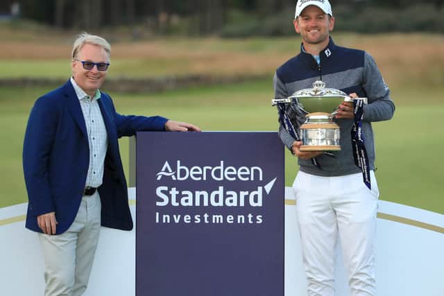 Bernd Wiesberger, winner of the 2019 Aberdeen Standard Investments Scottish Open, with Keith Pelley, CEO of the European Tour. Picture: Andrew Redington/Getty Images