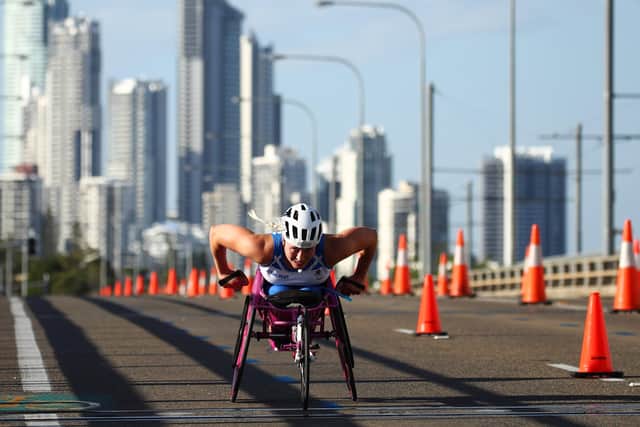 Sammi Kinghorn competing in the marathon at the 2018 Gold Coast Commonwealth Games. Picture: Cameron Spencer/Getty