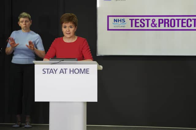 First Minister Nicola Sturgeon speaks at the daily coronavirus briefing