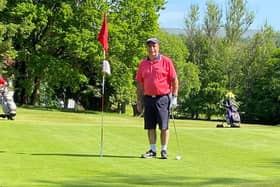 Stuart Gallagher after making his hole-in-one at the ninth at Clober