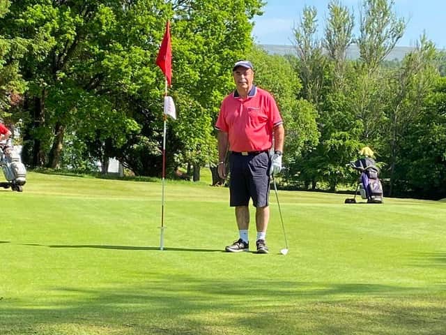 Stuart Gallagher after making his hole-in-one at the ninth at Clober