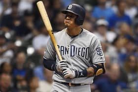 San Diego Padres' Manny Machado reacts to a called strike. San Diego are one of the few teams who still remain integral to their community. Picture: Stacy Revere/Getty Images