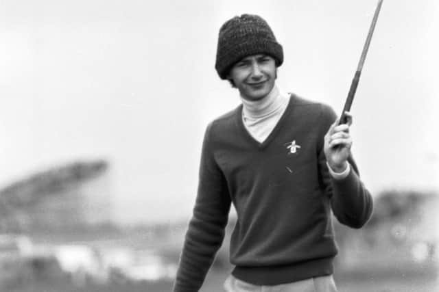 Ken Brown waves his hickory-shafted putter during the Open Championship at Muirfield in 1980. Picture: Ian Brand/TSPL
