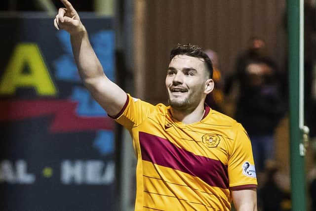 Motherwell's Tony Watt celebrates scoring against Ross County. Picture: Roddy Scott/SNS