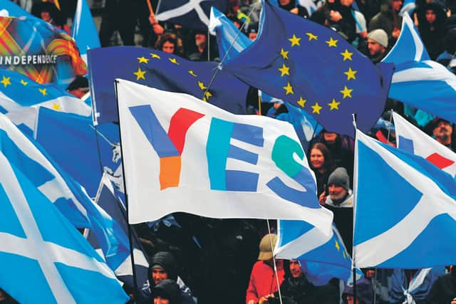 An indyref march takes place in Glasgow earlier this year. Picture: John Devlin