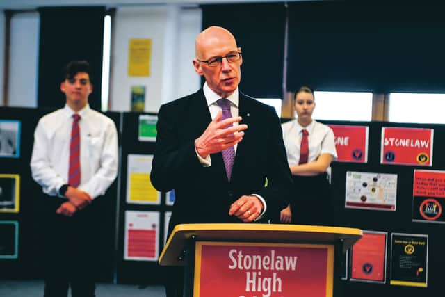 Deputy First Minister of Scotland and Education Secretary John Swinney visits Stonlelaw High School in Rutherglen on the day pupils receive their exam results. Picture: Andy Buchanan - Pool/Getty Images