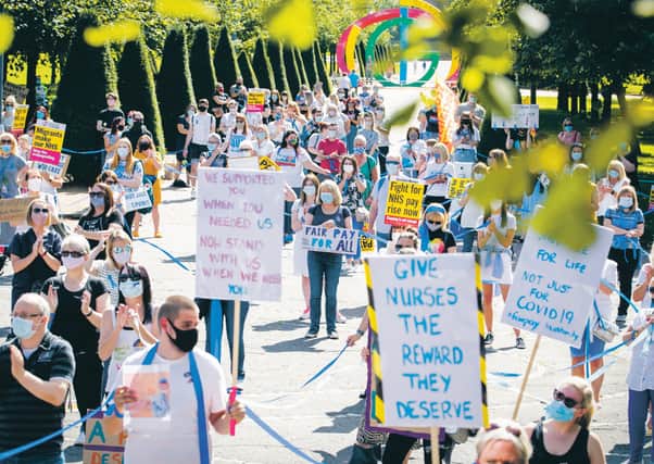 NHS workers demonstrate in Glasgow Green. Picture: PA