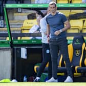 Hibs boss Jack Ross patrols the touchline at the Tony Macaroni Arena. Picture: Ross MacDonald/SNS