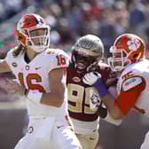 Clemson Tigers quarterback Trevor Lawrence was one of a group of players who tweeted the hashtag ‘#WeWantToPlay’. Picture: Joe Robbins/Getty Images