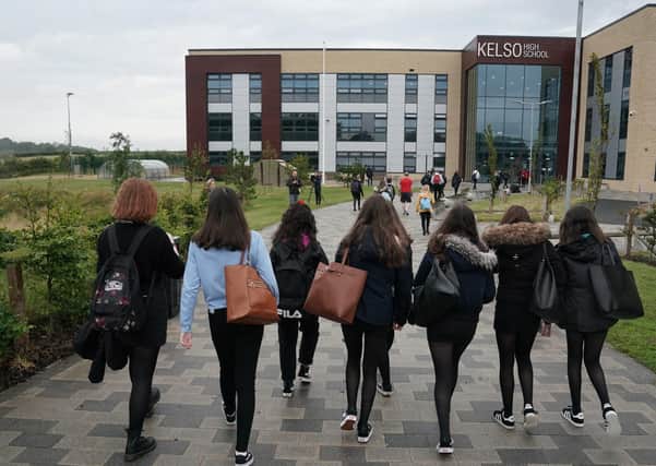 Pupils arrive at Kelso High School on the Scottish Borders as schools in Scotland start reopening on Tuesday. Picture: Owen Humphreys/PA Wire