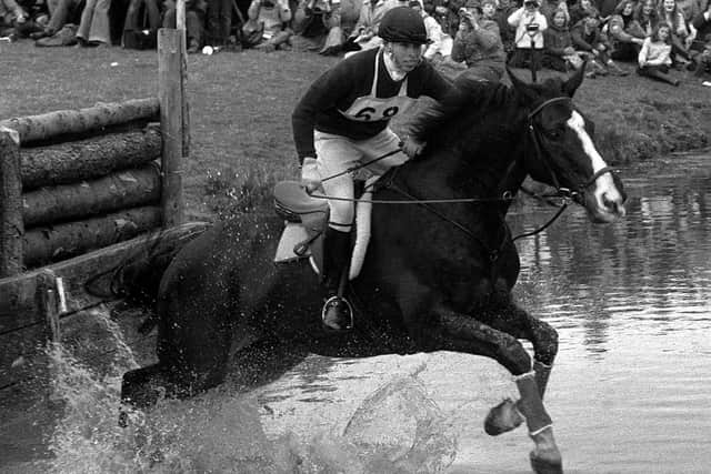 The Princess Royal, up on Goodwill, taking the water-jump during the cross-country event of the Badminton Horse Trials. Picture: PA/PA Wire