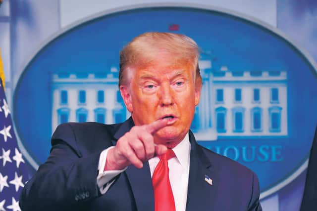 US President Donald Trump speaks to the press in the Brady Briefing Room of the White House in Washington, DC. Picture: Nicholas Kamm/AFP via Getty Images