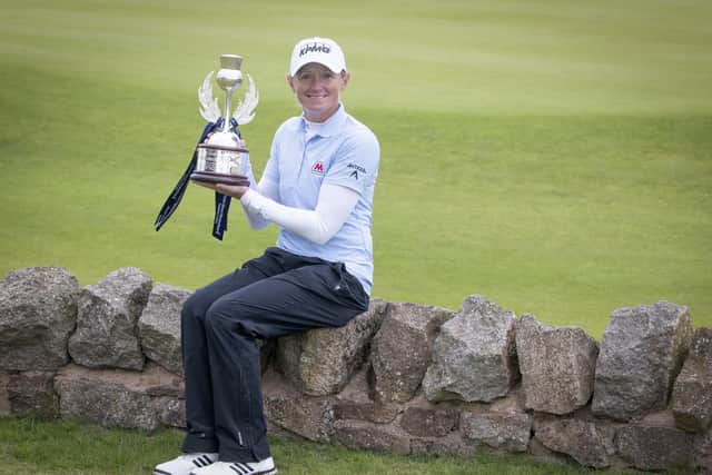 Stacy Lewis poses with the trophy after winning the Ladies Scottish Open at The Renaissance Club. Picture: PA