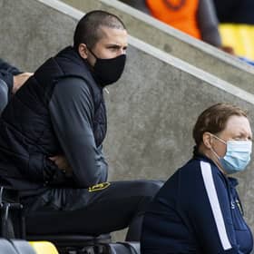 QPR-bound Lyndon Dykes watches on from the stands during Livingston's match against Rangers at the Tony Macaroni Arena. Picture: Craig Williamson/NMC Pool/PA Wire.