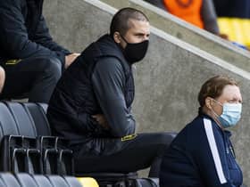 QPR-bound Lyndon Dykes watches on from the stands during Livingston's match against Rangers at the Tony Macaroni Arena. Picture: Craig Williamson/NMC Pool/PA Wire.