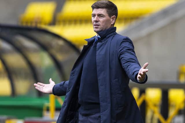 Rangers manager Steven Gerrard shows his frustration. Picture: Craig Williamson/SNS