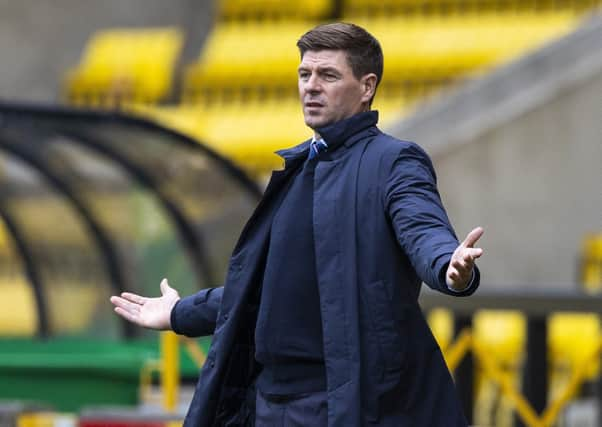 Rangers manager Steven Gerrard shows his frustration. Picture: Craig Williamson/SNS