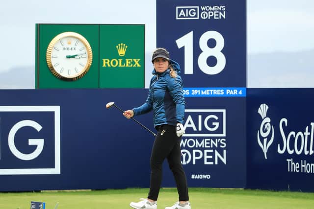 Dani Holmqvist after teeing off at the 18th on day two of the AIG Womens’ Open. Picture: R&A