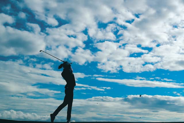 Sophia Popov of Germany plays her third shot on the 16th hole during day three of the 2020 AIG Women's Open at Royal Troon. Picture: R&A via Getty Images