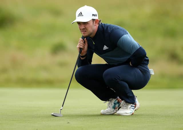 Connor Syme lines up a putt on the tenth on the final day of the Wales Open. Picture: Tim Goode/PA Wire