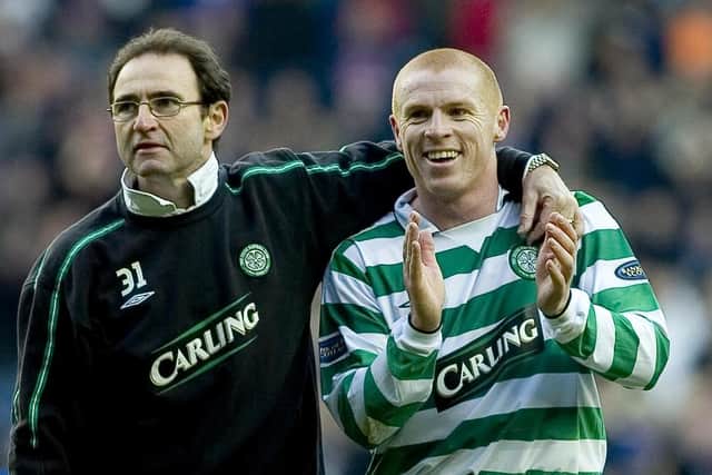 Neil Lennon with his mentor Martin O'Neill during their time together at Celtic. Picture: Bill Murray/SNS.