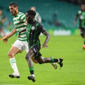 Celtic's Hatem Elhamed was found wanting as Ferencvaros' Tokmac Nguen scored the winner. Picture: Ross MacDonald / SNS