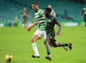 Celtic's Hatem Elhamed was found wanting as Ferencvaros' Tokmac Nguen scored the winner. Picture: Ross MacDonald / SNS